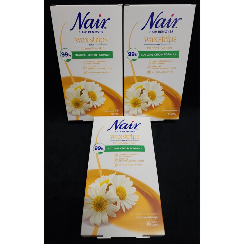 Nair Hair Remover 48 Wax Strips Body Sensitive Skin 99% natural origin formula